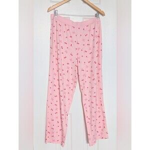 NWOT Juicy Couture Women's (XL) Pink Cherry-Print Elastic Waist Pajama Bottoms